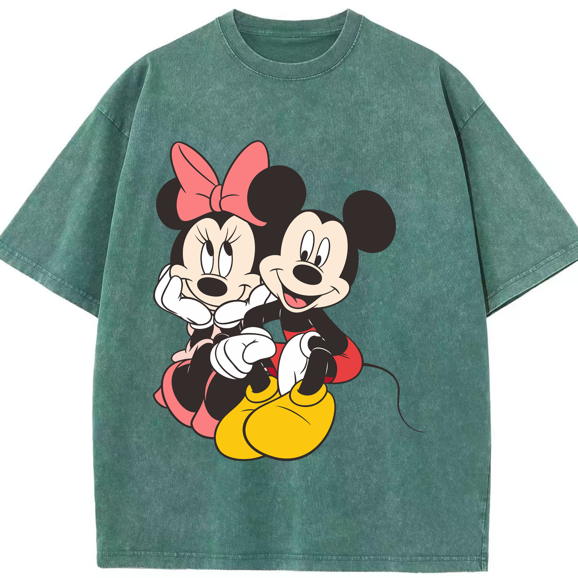 （画像用） ミッキーマウス Mickey Mouse 綿100% ヴィンテージ風 半袖Tシャツ（フロントプリント）